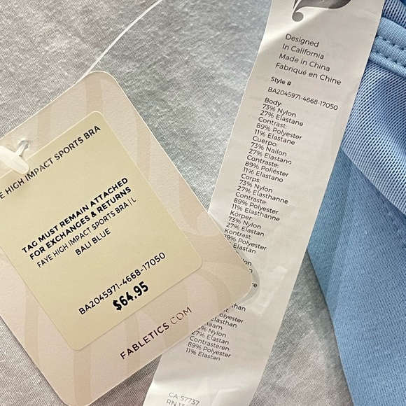 Fabletics Bali Blue Faye High Impact Sports Bra - Picture 3 of 8